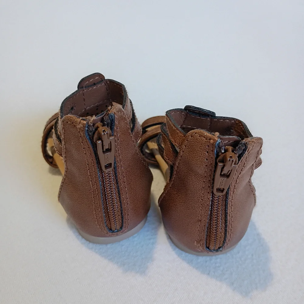 Koala Kids Size 3C Tan NeutralGladiator Boho Zipper Back Summer Sandals